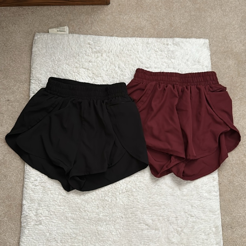 NWOT Sunzel Breathable Running Shorts x2 Burgundy and Black